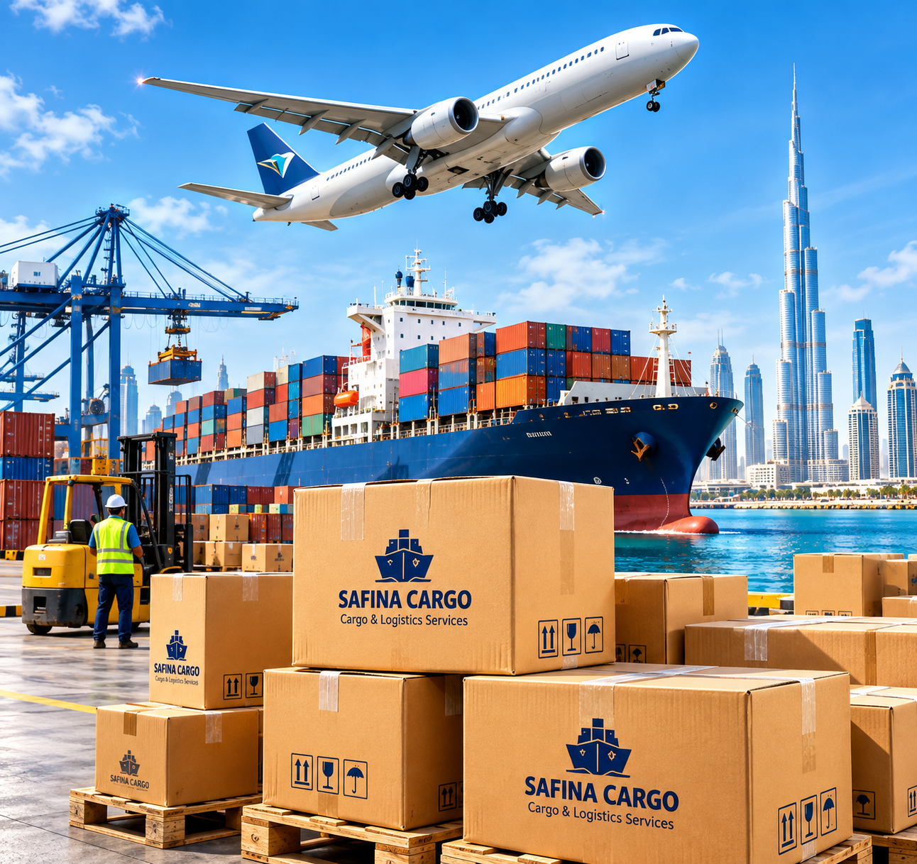 Cargo charges from Dubai to Pakistan with air freight, shipping containers and Safina Cargo boxes